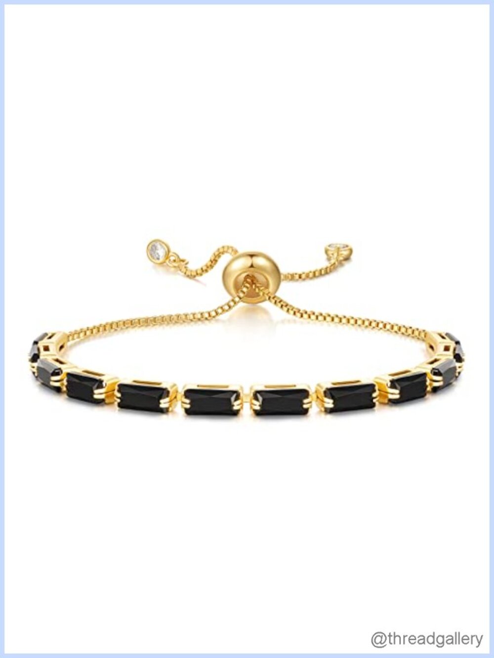14K Gold Plated Tennis Bracelet for Women, Cubic Zirconia Adjustable Slider